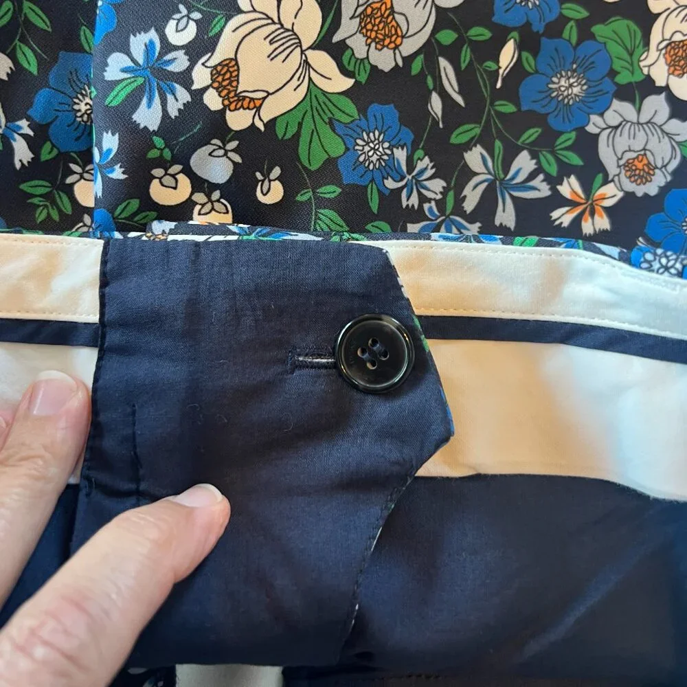 Tory Sport | Tory Burch | Blue Floral Print Straight High Waisted Trouser Pants - Picture 11 of 13